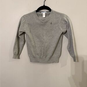 Janie and Jack Boys Gray‎ V-Neck Cotton Knit Sweater Size 6 JJ Logo 200259599